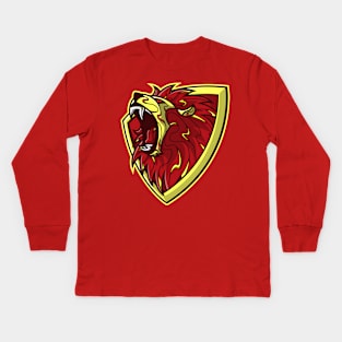 the scarlet and gold brave lion shield Kids Long Sleeve T-Shirt